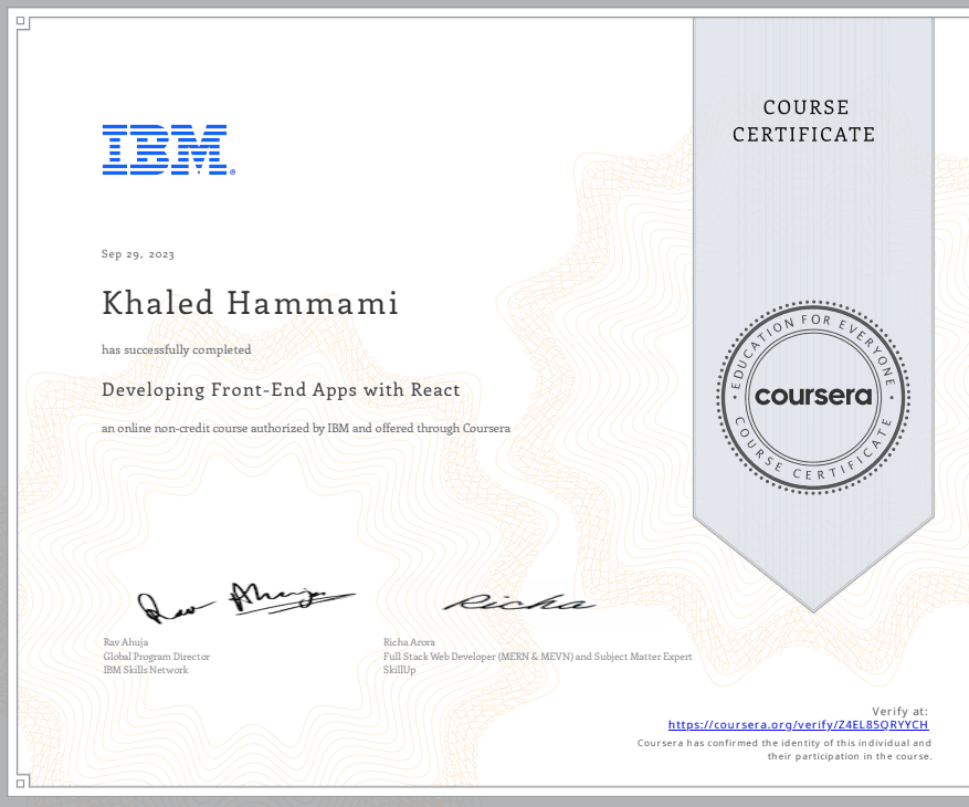 Developing Front-end With React